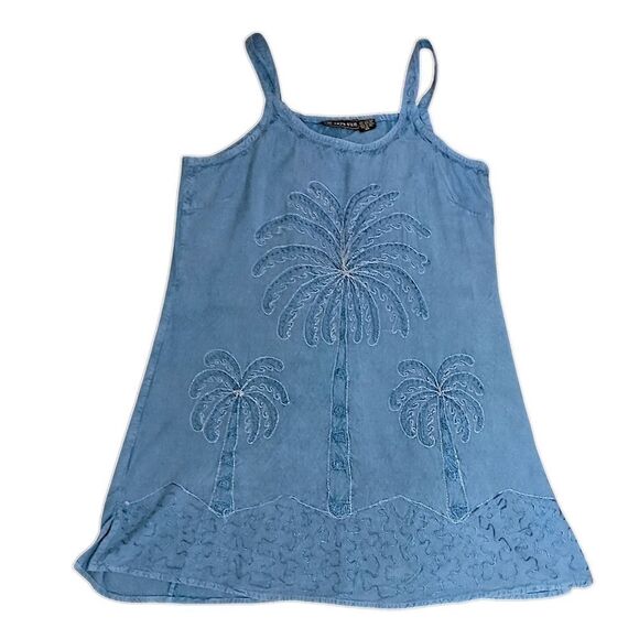 Raya Sun Embroidered Dress XL Coverup Bohemian Festival Y2K Vtg 90s Palm Trees - Picture 9 of 16